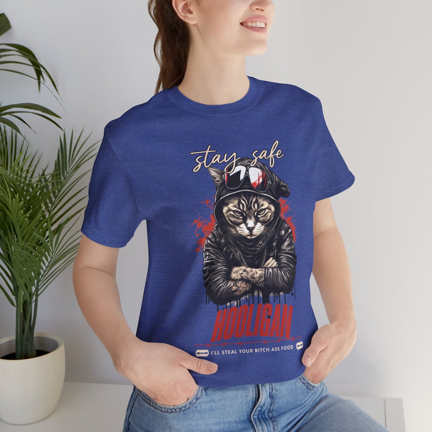 Hooligan Stay Safe Funny Cat Tshirt