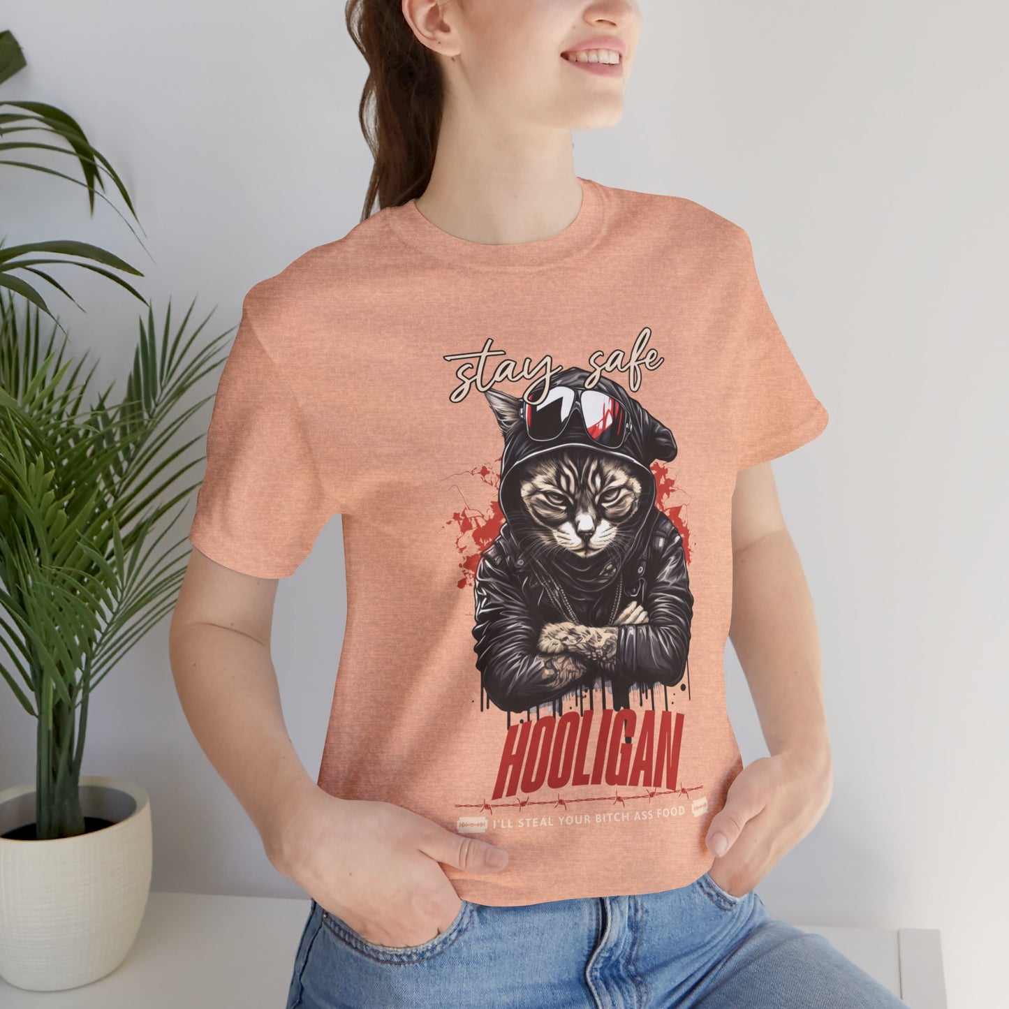 Hooligan Stay Safe Funny Cat Tshirt