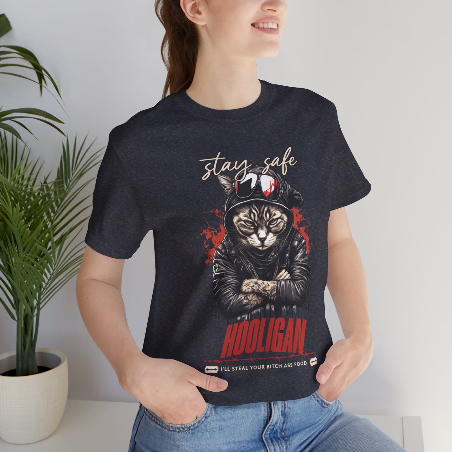 Hooligan Stay Safe Funny Cat Tshirt